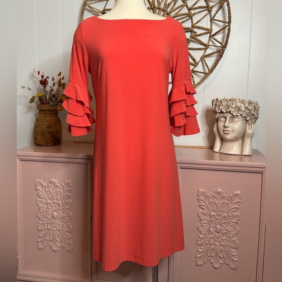 Gabby Skye Dresses & Skirts - Gabby Skye Orange‎ Sheath Dress with Bell Sleeves